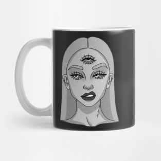 The young lady with three eyes - Drawing - B&W Mug